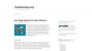 
                            13. Use Single Sign-On for login efficiency - TechAdvisory.org