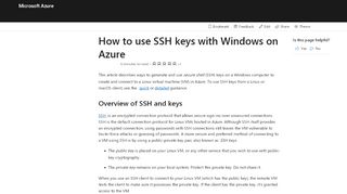 
                            8. Use SSH keys with Windows for Linux VMs | Microsoft Docs