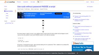 
                            5. Use sudo without password INSIDE a script - Stack Overflow