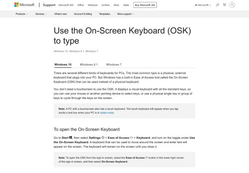 
                            3. Use the On-Screen Keyboard (OSK) to type - Windows Help