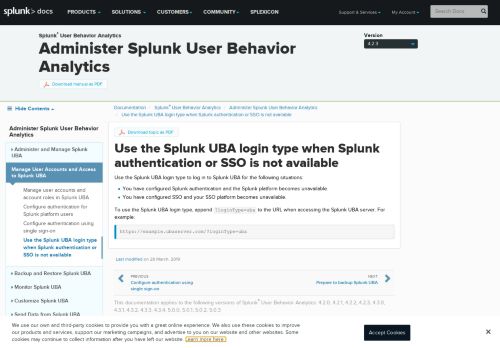 
                            10. Use the Splunk UBA login type when Splunk authentication or SSO is ...