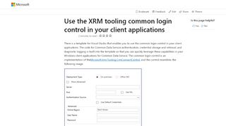 
                            7. Use the XRM tooling common login control in your client applications ...