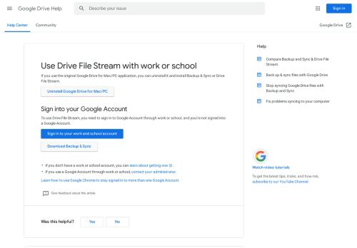 
                            7. Use work or school files on your computer with Drive ... - Google Support
