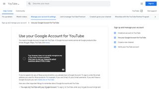 
                            11. Use your Google Account for YouTube - YouTube Help - Google Support