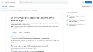 
                            1. Use your Google Account to sign in to other sites or apps - Computer ...
