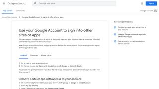 
                            12. Use your Google Account to sign in to other sites or apps - ...