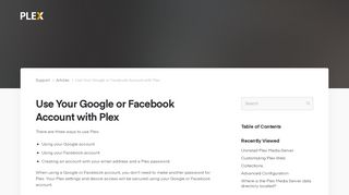 
                            13. Use Your Google or Facebook Account with Plex | Plex Support