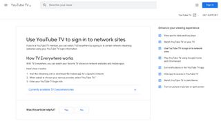 
                            3. Use YouTube TV to sign in to network sites - YouTube TV Help
