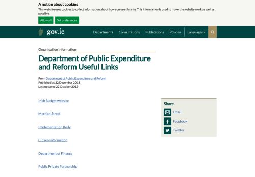 
                            2. – Useful Links - Department of Public Expenditure and Reform