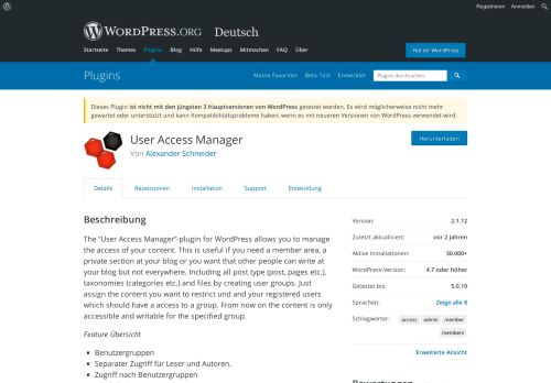 
                            5. User Access Manager | WordPress.org