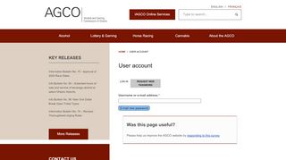 
                            3. User account | Alcohol and Gaming Commission of Ontario