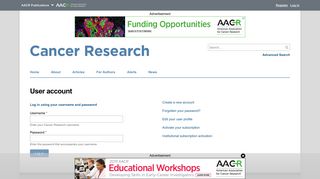
                            10. User account | Cancer Research