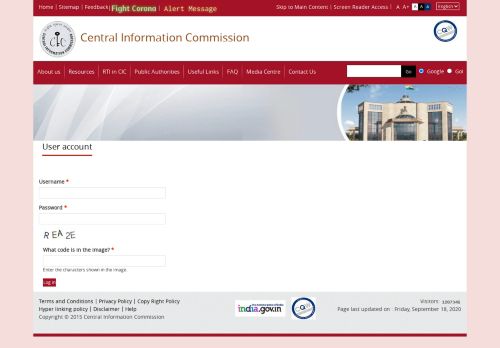 
                            5. User account | Central Information Commission