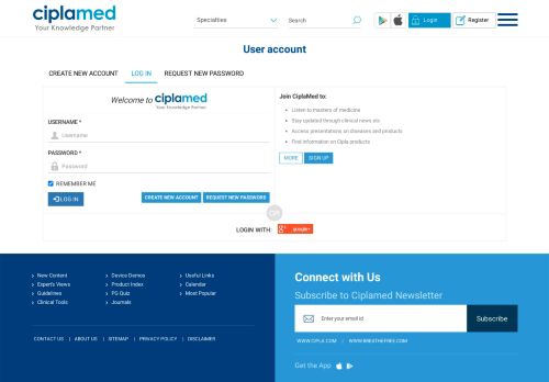 
                            12. User account | CiplaMed