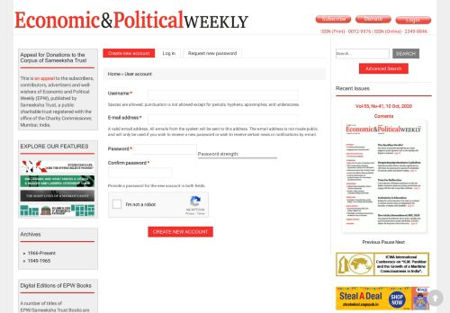 
                            3. User account | Economic and Political Weekly - EPW