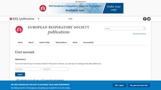 
                            1. User account | European Respiratory Society