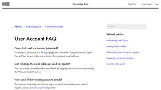 
                            5. User Account FAQ – Ableton