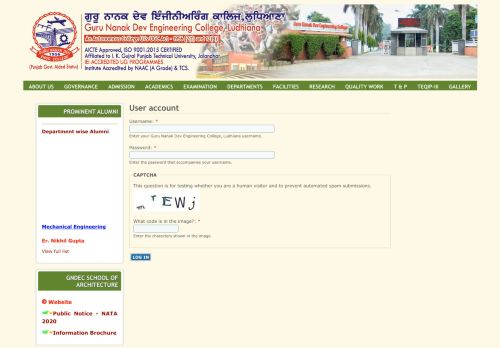 
                            13. User account - Guru Nanak Dev Engineering College