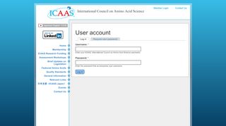 
                            12. User account | ICAAS, International Council on Amino Acid Science