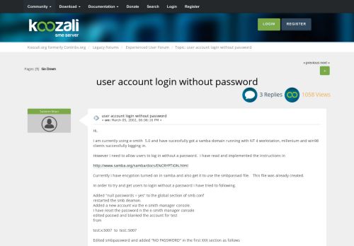 
                            10. user account login without password - Koozali.org formerly ...