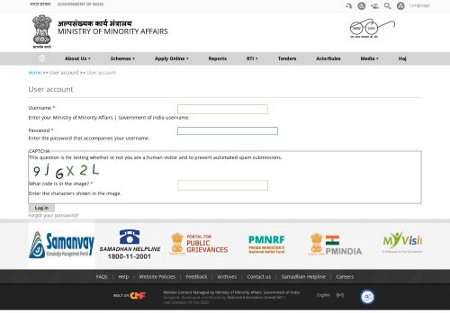 
                            9. User account | Ministry of Minority Affairs | Government of india