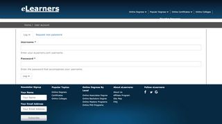 
                            4. User account on eLearners.com the Online Degree Website