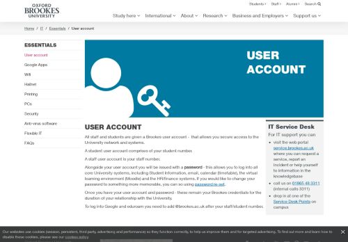 
                            4. User account - Oxford Brookes University