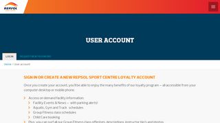 
                            5. User account | Repsol Sport Centre