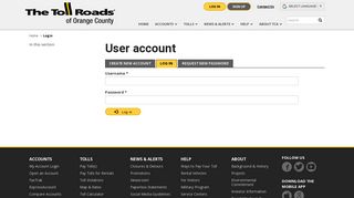 
                            1. User account | The Toll Roads