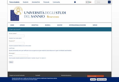 
                            4. User account | | Università degli Studi del Sannio di ... - Unisannio