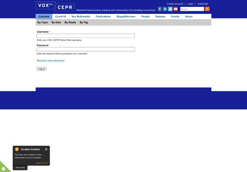 
                            7. User account | VOX, CEPR Policy Portal - VoxEU