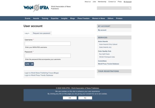 
                            2. User account - WAN-IFRA