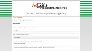 
                            10. User account | Werbeverbund Seitenstark - Adkids