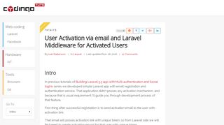
                            12. User Activation via email and Laravel Middleware for Activated Users ...