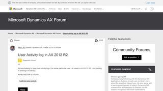 
                            6. User Activity log in AX 2012 R2 - Microsoft Dynamics AX Forum ...