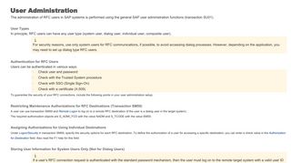 
                            3. User Administration (SAP Library - RFC/ICF Security Guide)