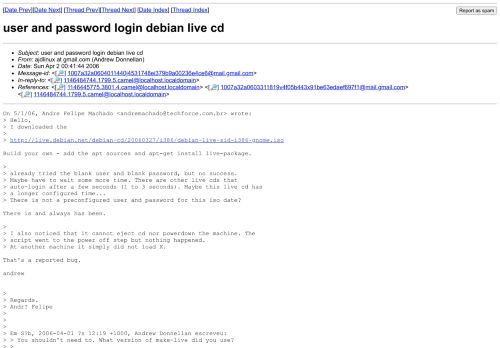 
                            7. user and password login debian live cd - Debian Mailing Lists