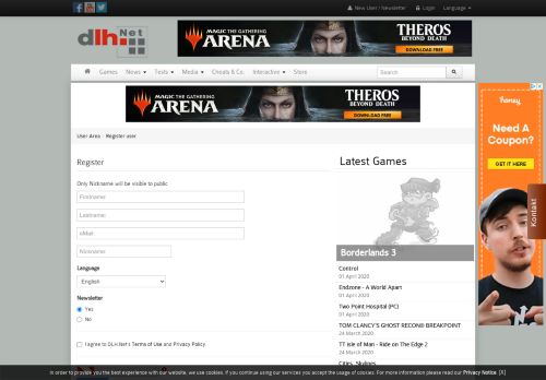 
                            3. User Area - Register user | DLH.NET The Gaming People