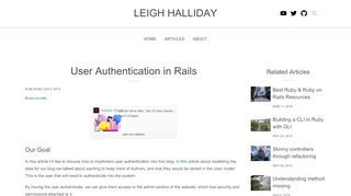 
                            8. User Authentication in Rails | Leigh Halliday
