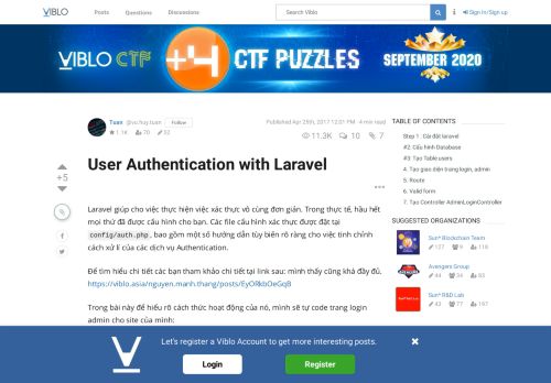 
                            2. User Authentication with Laravel - Viblo