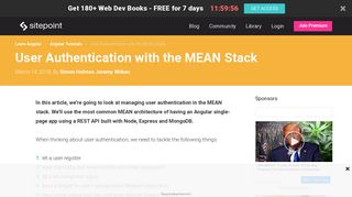 
                            5. User Authentication with the MEAN Stack — SitePoint