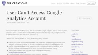
                            8. User Can't Access Google Analytics Account | EPR Creations