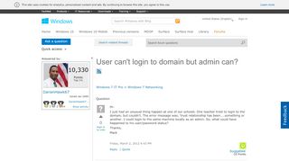 
                            1. User can't login to domain but admin can? - Microsoft