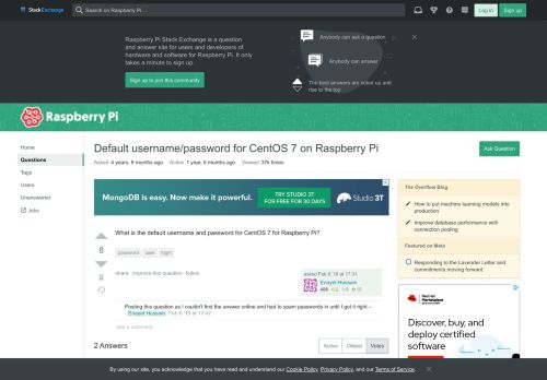 
                            10. user - Default username/password for CentOS 7 on Raspberry Pi ...