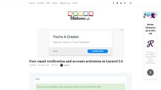 
                            13. User email verification and account activation in Laravel 5.6 – 5 Balloons