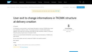 
                            2. User-exit to change informations in TKOMK structure at delivery ...