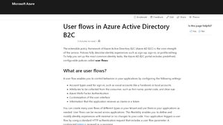 
                            2. User flows in Azure Active Directory B2C | Microsoft Docs