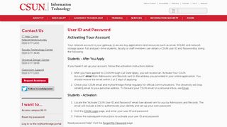 
                            5. User ID and Password | California State University, Northridge - CSuN