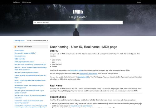 
                            2. User ID, Real name, IMDb page - IMDb | Help