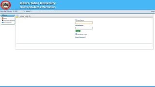 
                            2. User Log In - Student Information > Home - Debre Tabor University